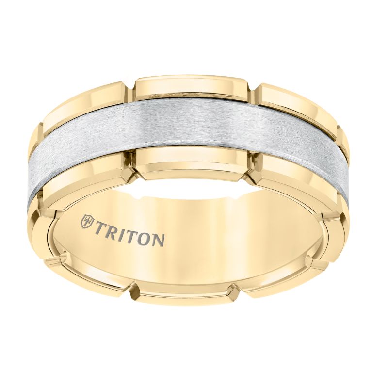 Triton Flat Flat Edge Stone Wedding Band