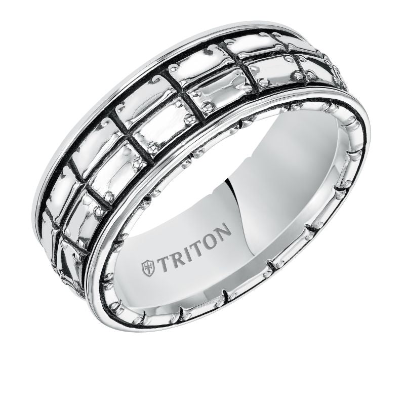 Triton Black Oxidation Finish Contemporary Wedding Band