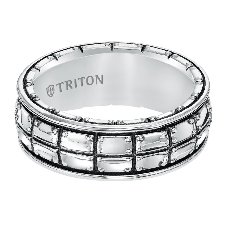 Triton Black Oxidation Finish Contemporary Wedding Band