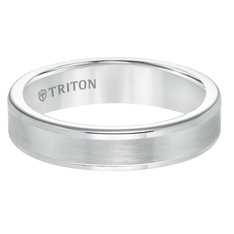 Triton Roll Edge Satin Center Classic Wedding Band