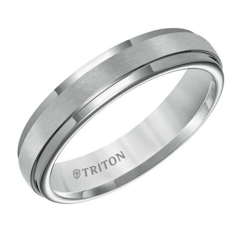 Triton Step Edge Satin Center Classic Wedding Band