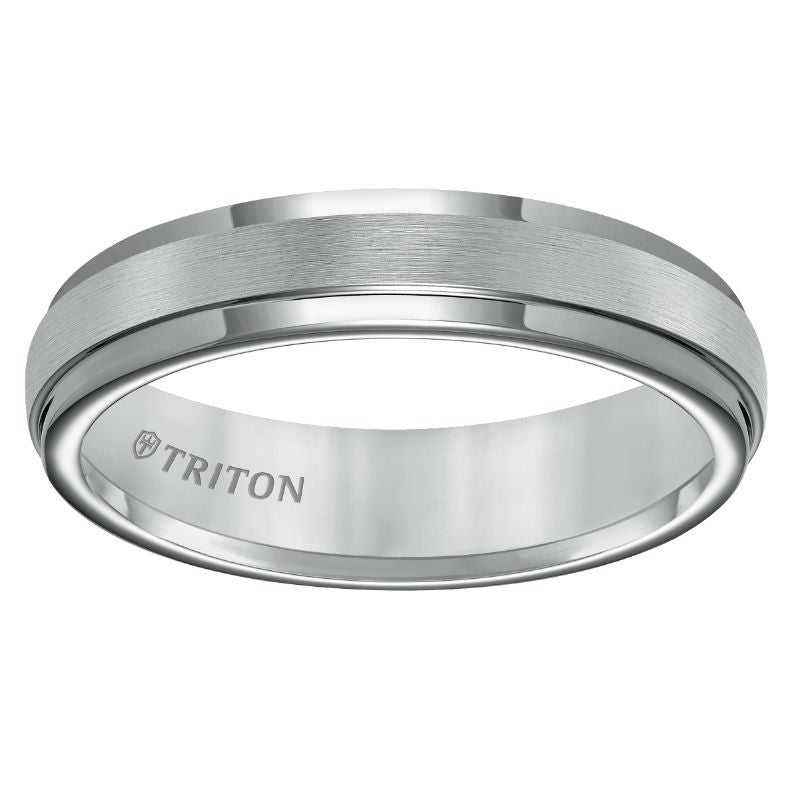 Triton Step Edge Satin Center Classic Wedding Band