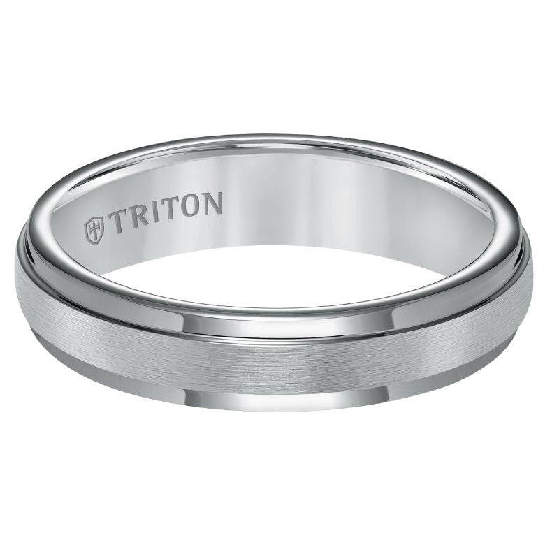 Triton Step Edge Satin Center Classic Wedding Band