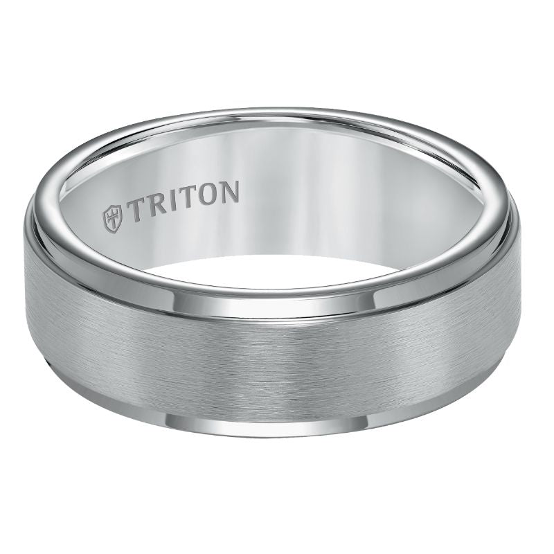 Triton Step Edge Satin Center Classic Wedding Band