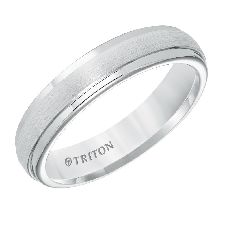 Triton Step Edge Satin Center Classic Wedding Band