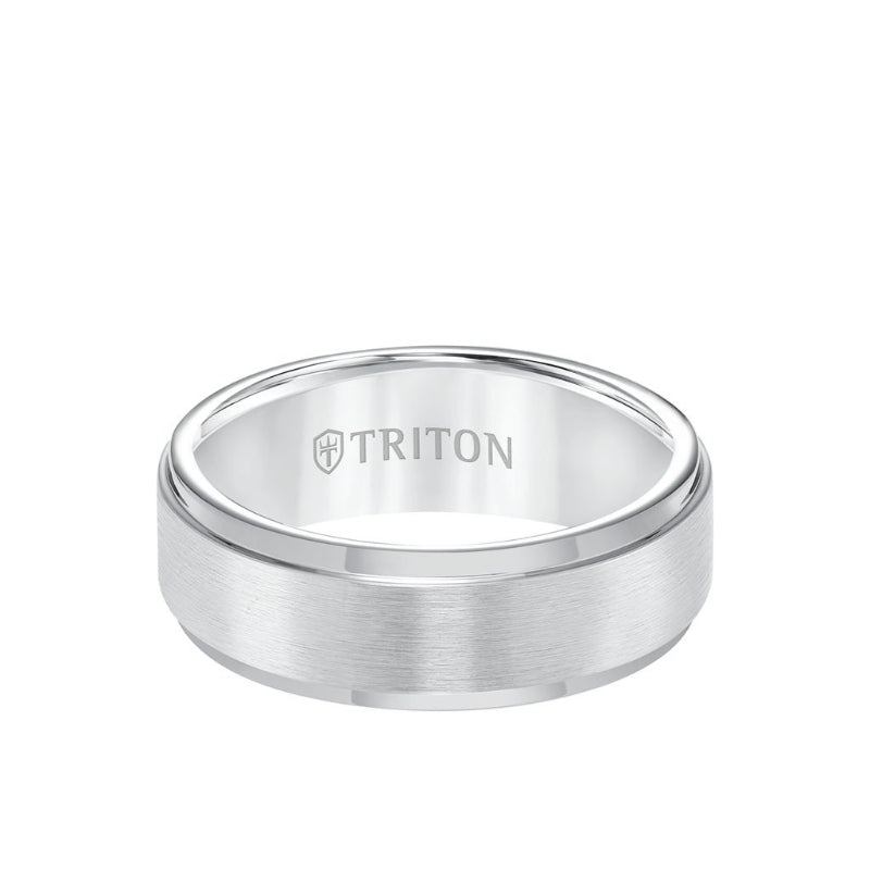 Triton Step Edge Satin Center Classic Wedding Band