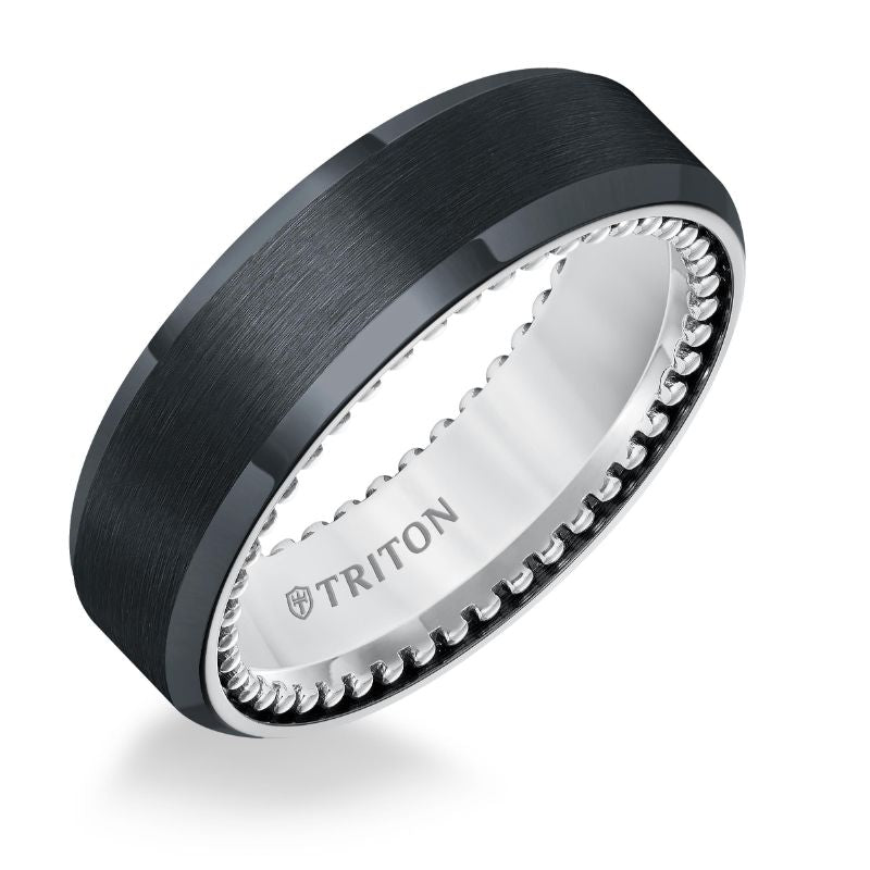 Triton Brush Finish Bevel Edge Contemporary Wedding Band