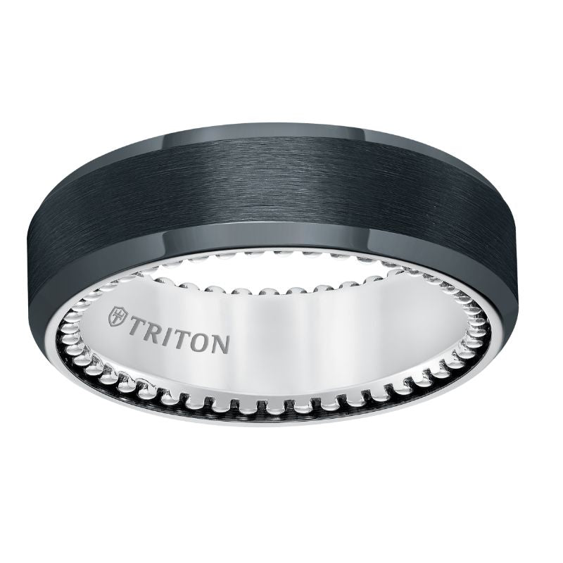 Triton Brush Finish Bevel Edge Contemporary Wedding Band