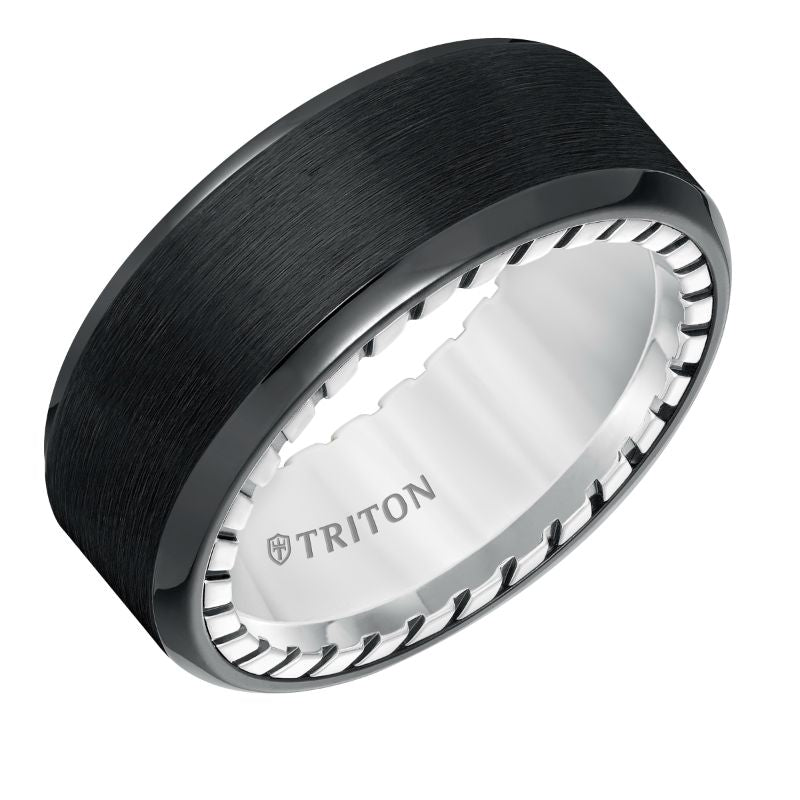 Triton Brush Finish Bevel Edge Contemporary Wedding Band