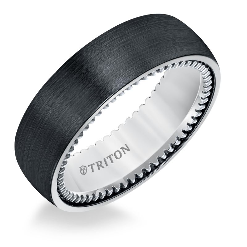 Triton Brush Finish Flat Edge Contemporary Wedding Band