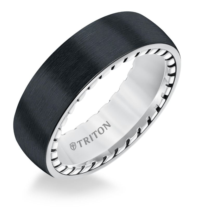 Triton Brush Finish Flat Edge Contemporary Wedding Band