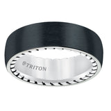 Triton Brush Finish Flat Edge Contemporary Wedding Band