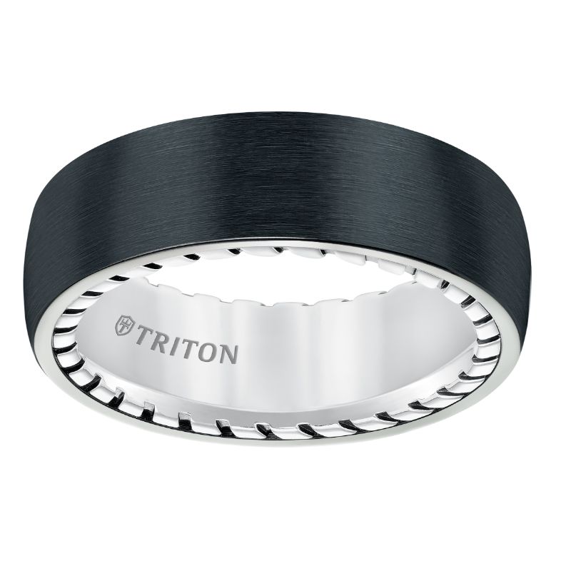 Triton Brush Finish Flat Edge Contemporary Wedding Band