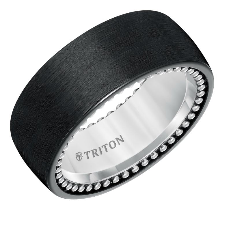 Triton Brush Finish Flat Edge Contemporary Wedding Band