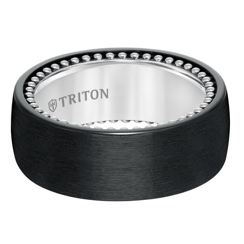 Triton Brush Finish Flat Edge Contemporary Wedding Band