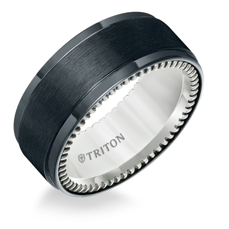 Triton Brush Finish Step Edge Contemporary Wedding Band