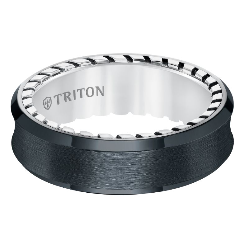 Triton Brush Finish Bevel Edge Contemporary Wedding Band