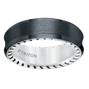 Triton Brush Finish Bevel Edge Contemporary Wedding Band