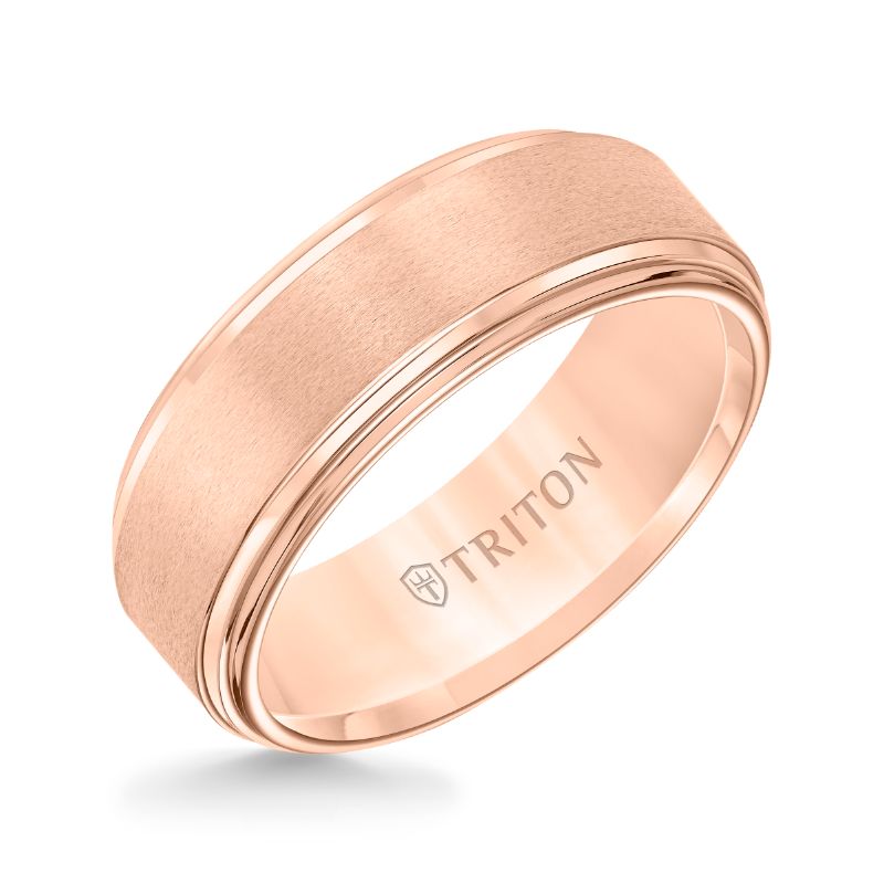 Triton Step Edge Satin Center Contemporary Wedding Band