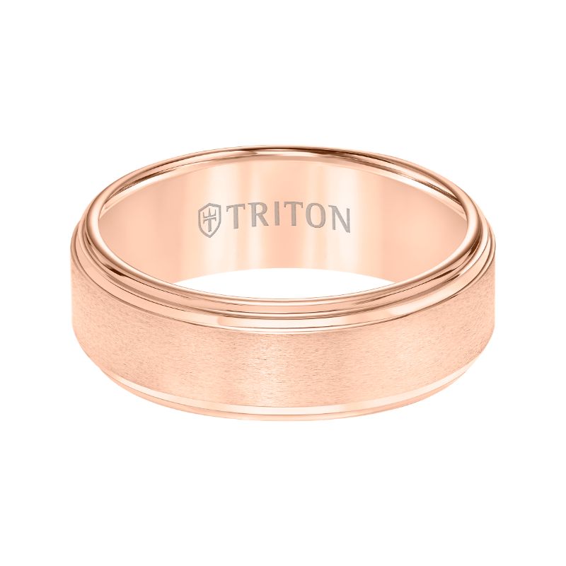 Triton Step Edge Satin Center Contemporary Wedding Band