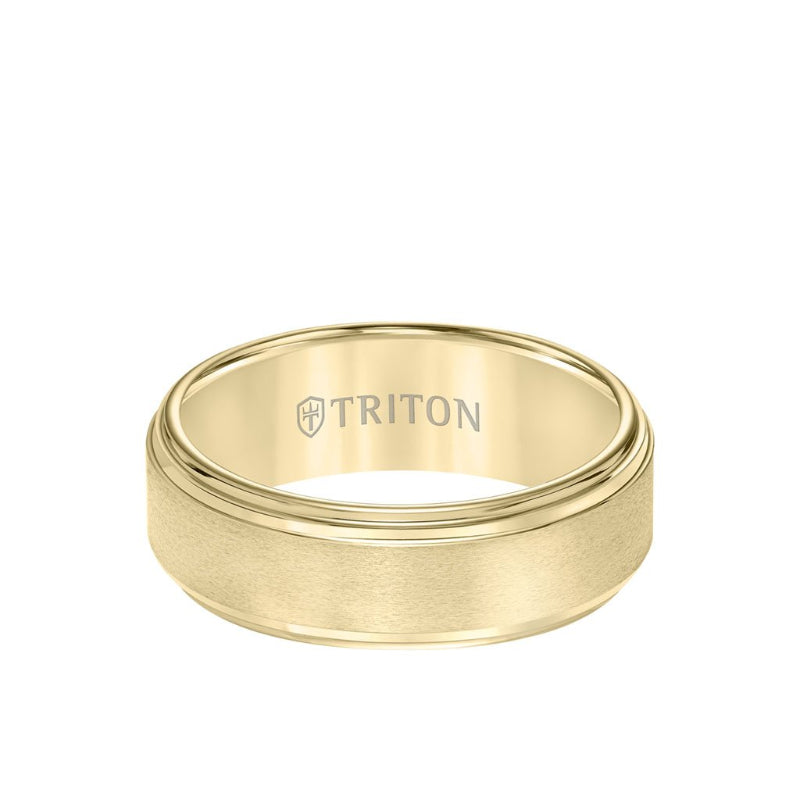 Triton Step Edge Satin Center Contemporary Wedding Band