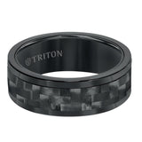 Triton Flat Edge Black Carbon Fiber Center Wedding Band