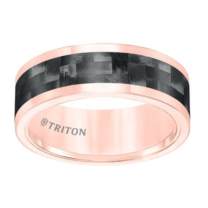 Triton Flat Edge Black Carbon Fiber Center Wedding Band