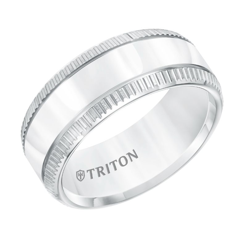 Triton Coin Edge Flat Bright Center Wedding Band