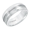 Triton Coin Edge Horizonal Center Lines Wedding Band