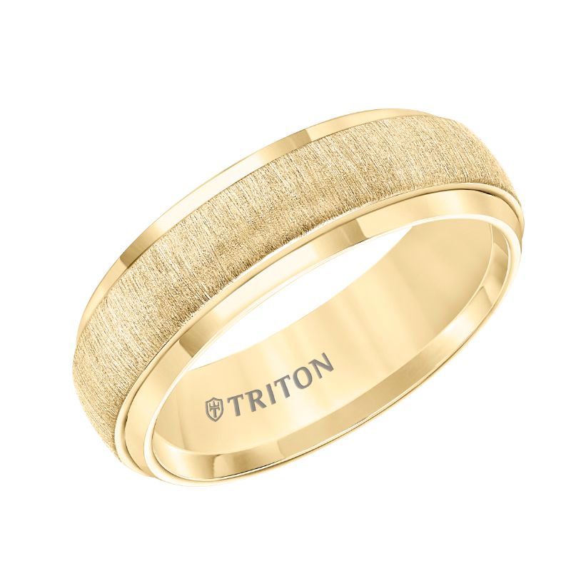 Triton Round Edge Brushed Vertical Center Wedding Band