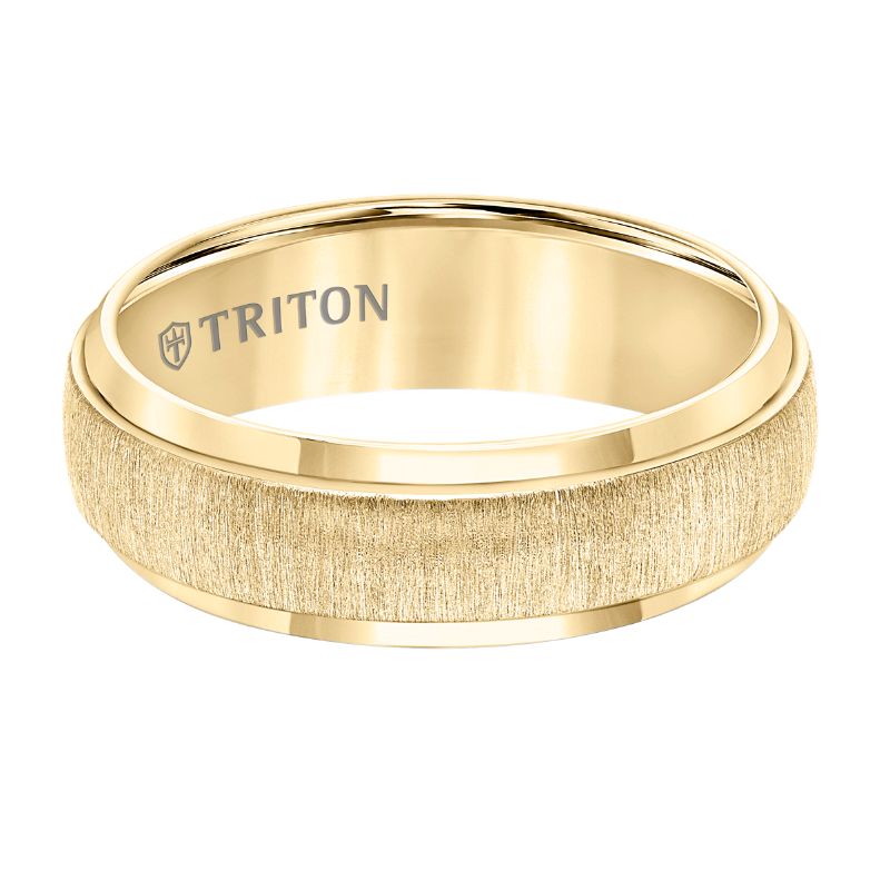 Triton Round Edge Brushed Vertical Center Wedding Band