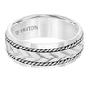 Triton Bevel Edge Woven Cut Center Wedding Band