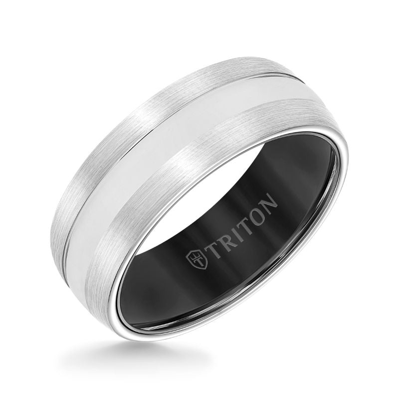 Triton Bevel Edge Domed Two Tone Wedding Band