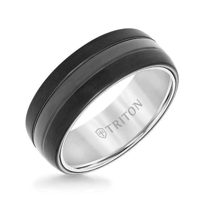 Triton Bevel Edge Domed Two Tone Wedding Band