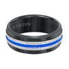 Triton Flat Edge Electric Blue Center Stripe Wedding Band