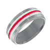 Triton Flat Edge Electric Blue Center Stripe Wedding Band