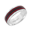 Triton Bevel Edge Ribbed Red Center Stripe Wedding Band