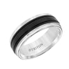 Triton Bevel Edge Ribbed Red Center Stripe Wedding Band