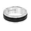 Triton Bevel Edge Ribbed Red Center Stripe Wedding Band