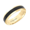 Triton Bevel Edge Black Crystaline Center Wedding Band