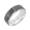 Triton Step Edge Gunmetal Crystaline Center Wedding Band