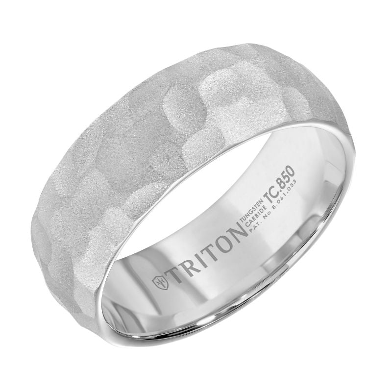 Triton Edge To Edge Hammered Center Wedding Band