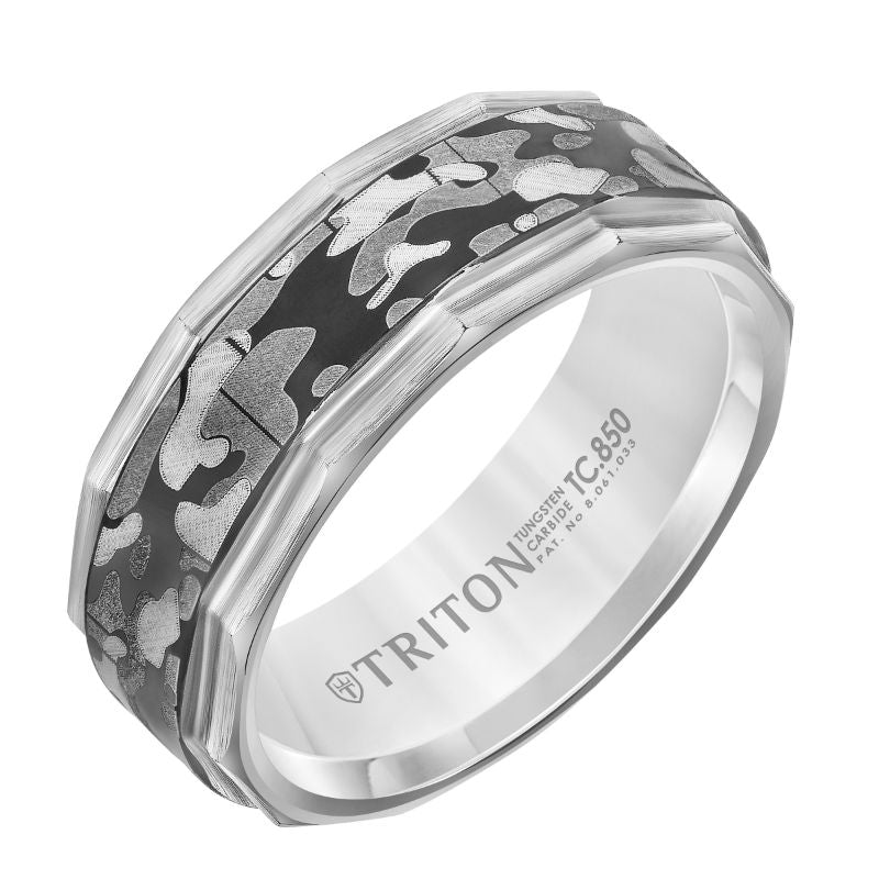 Triton Flat Edge Camouflage Finish Wedding Band