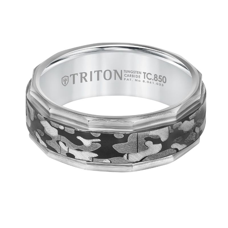 Triton Flat Edge Camouflage Finish Wedding Band