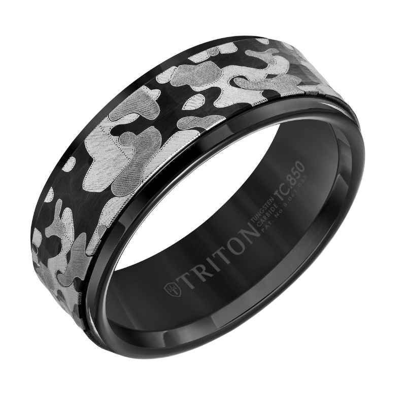 Triton Flat Edge Camouflage Finish Wedding Band