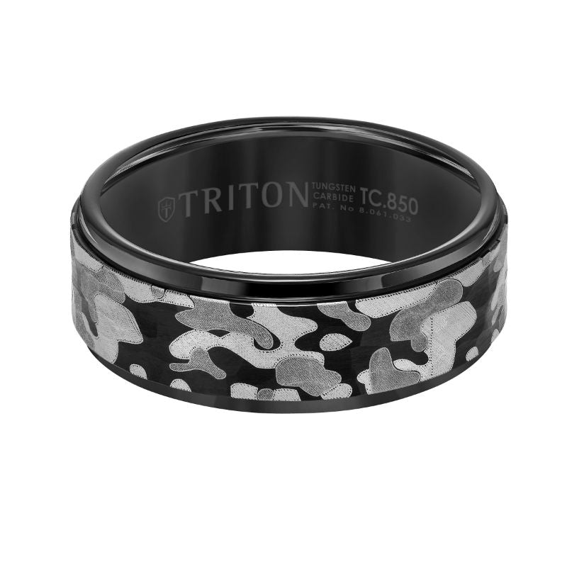 Triton Flat Edge Camouflage Finish Wedding Band