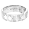 Triton Flat Edge Faceted Diamond Center Wedding Band