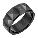 Triton Faceted Edge Faceted Pyramid Center Wedding Band