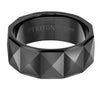 Triton Faceted Edge Faceted Pyramid Center Wedding Band