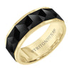 Triton Bevel Edge Faceted Chevron Center Wedding Band